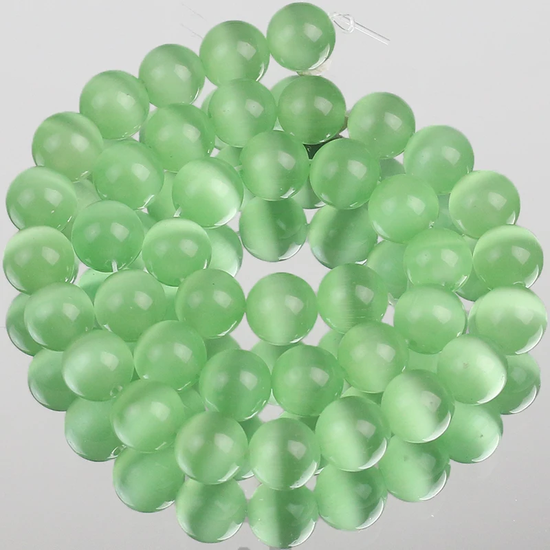 

Natural Stone Glass Green Cat's Eye Opal 4/6/8/10/12MM Loose Spacer Moonstone Beads For Jewelry Making DIY Bracelet Findings
