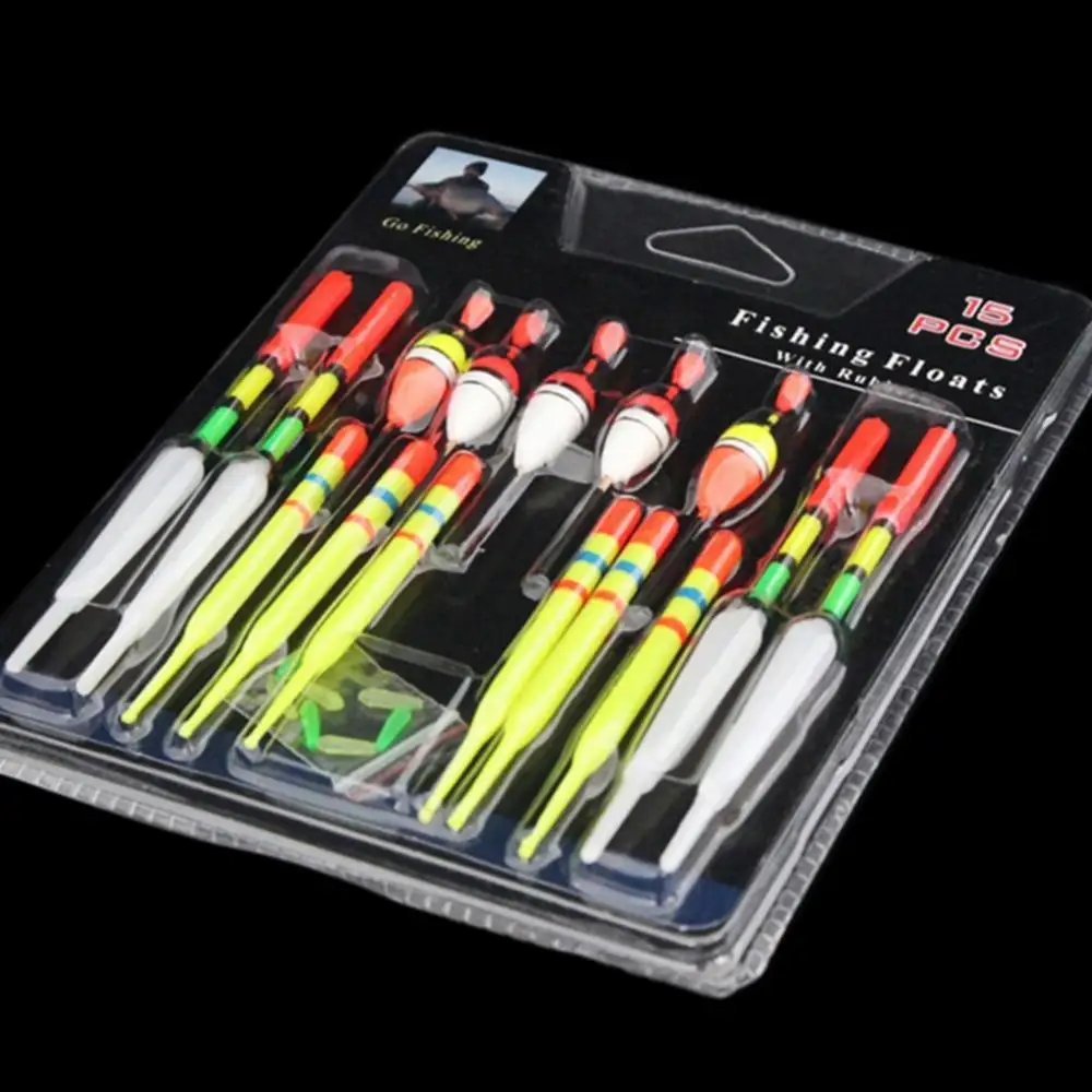 

15Pcs Vertical Professional Fishing Lure Floats Bobbers Rods Slip Drift Tube Set