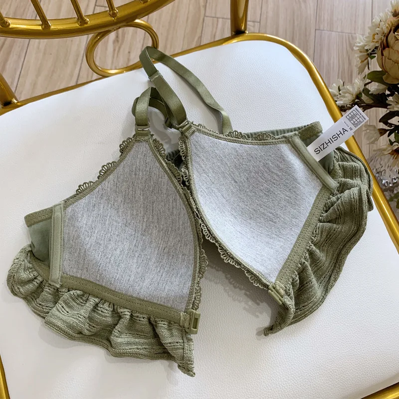 Roseheart/Осенняя женская мода зеленый беспроводной женский бюстгальтер кружевной с
