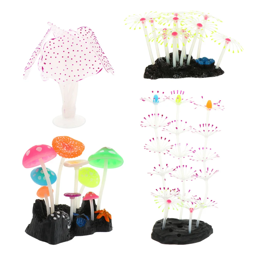 

4pcs Luminous Coral Simulation Fish Tank Landscape Aquarium Decoration Accessory