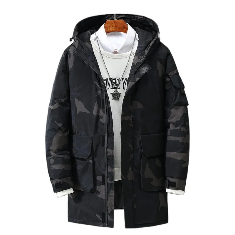 High Quality Men's Winter Jacket Thick Snow Parka Overcoat White Duck Down Jacket Men Hooded Mid-length Down Coat Plus Size 3XL