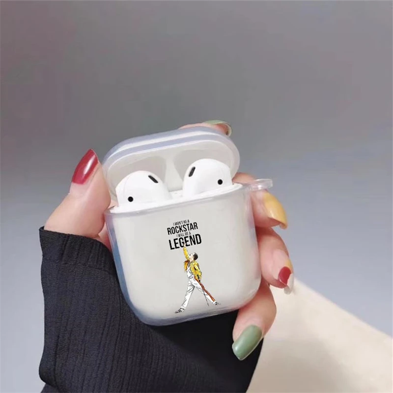 Мягкий чехол для беспроводных Bluetooth-наушников Freddie Mercury Rainha Apple Airpods |