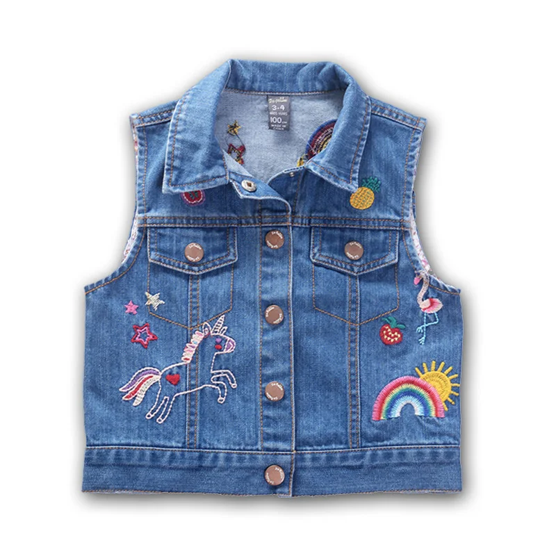 Жилет джинсовый для девочек 3 9 лет милая Джинсовая безрукавка из денима с
