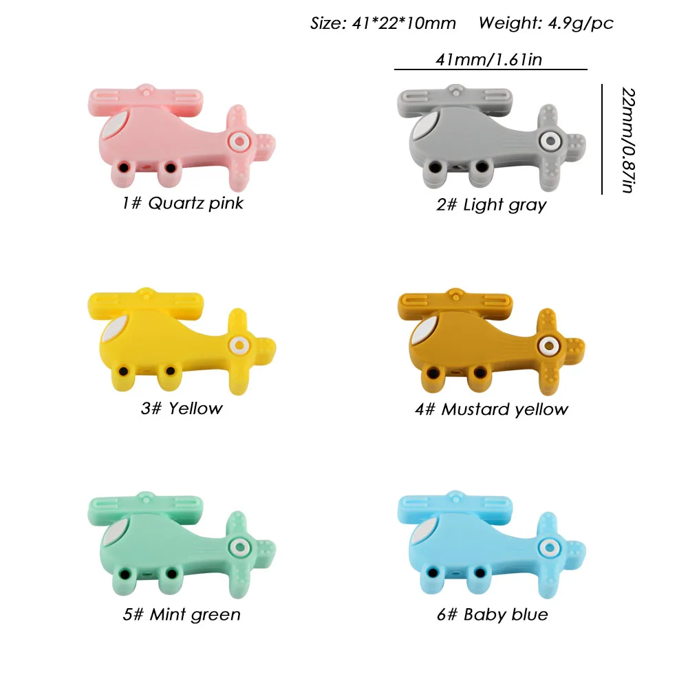 

Sunrony 10PCS Helicopter Silicone Beads BPA Free Baby Teether DIY Pacifier Chain Pendant Accessories Molar Toys