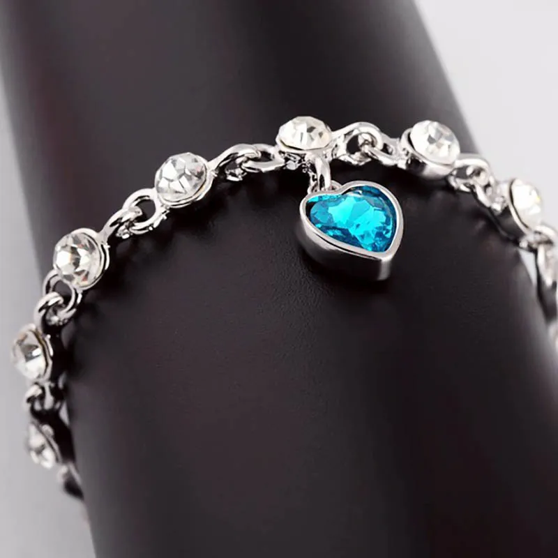 Bague Ringen Модный Нежный Серебряный 925 Ювелирный высококачественный кришальный браслет для женщин романтическая подвеска в форме сердца подарок
