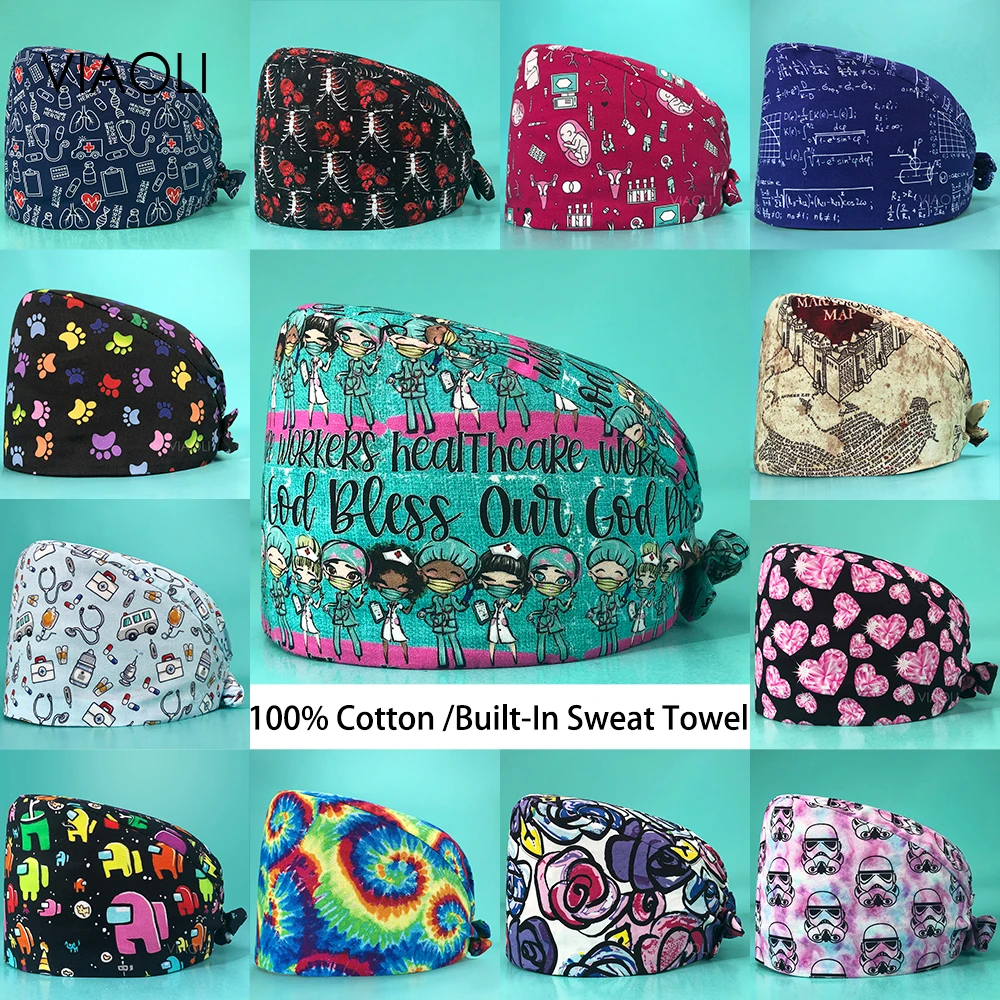 

Hospital Doctor Nursing Cap Breathable Pet Grooming Veterinary Work Hats High Quality Elastic Surgical Medical Nurse Scrubs Caps