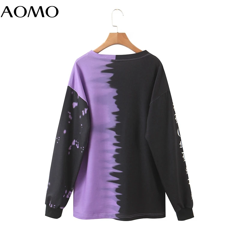 

AOMO women fashion letter print sweatshirts oversize long sleeve O neck loose pullovers female tops SL626A