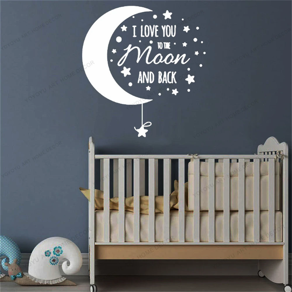 Художественная Настенная Наклейка I love you to the moon and back Подарочная Съемная