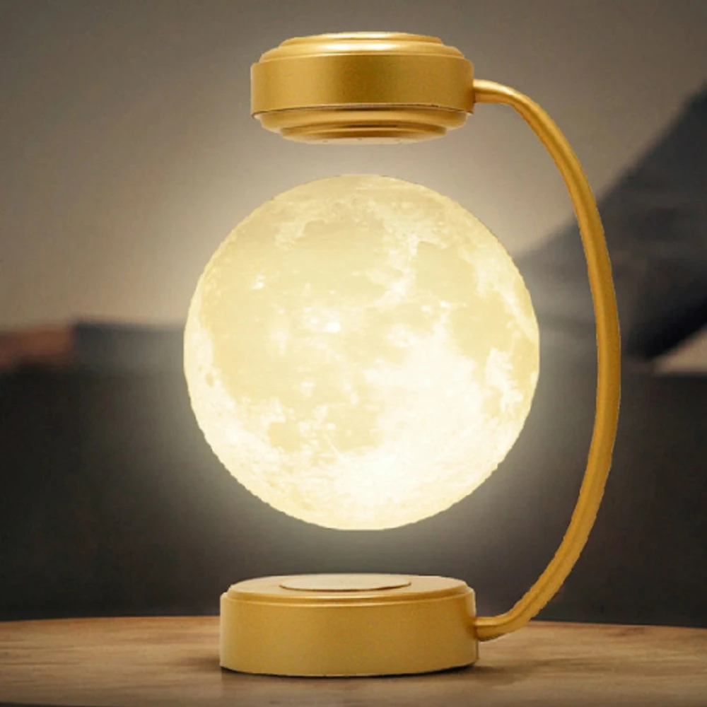 구매 새로운 3D 자기 부상 달 램프 크리 에이 티브 LED 야간 조명 회전 플로팅 조명 홈 장식 DIY 패션 선물