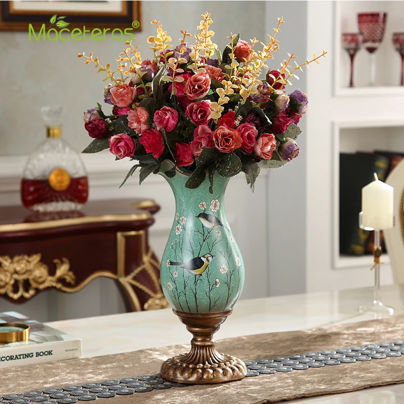 

American Simple Fashion Flower Arrangement Vase Living Room Study TV Cabinet Esktopporchvasesimulationflowerarrangementornaments