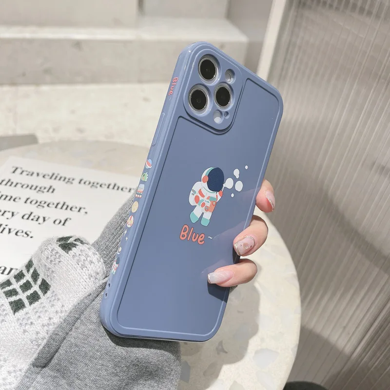 

2021 Cartoon Bubble Astronaut Cover Case For iPhone 12 12Pro 12min 12ProMax 11 11Pro 11PROMAX SE2020 7 8 7Plus 8Plus XR XSMAX X