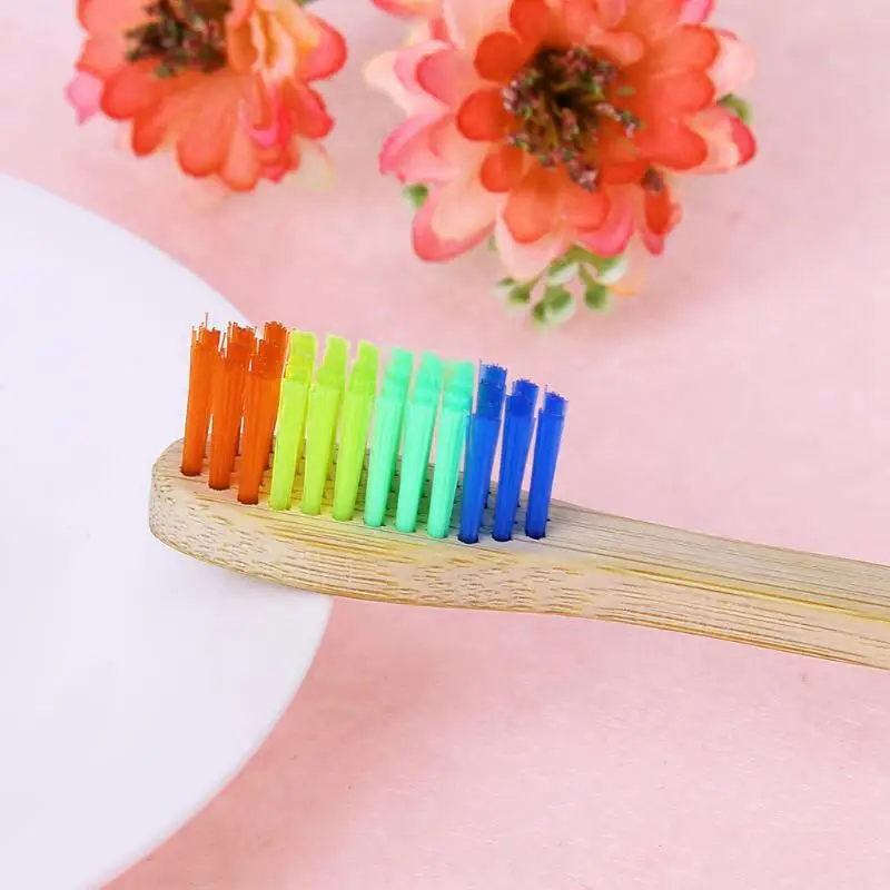

10PCS Environmentally WoodBamboo ToothBrush Bamboo Fibre Wooden Handle Tooth brush Whitening