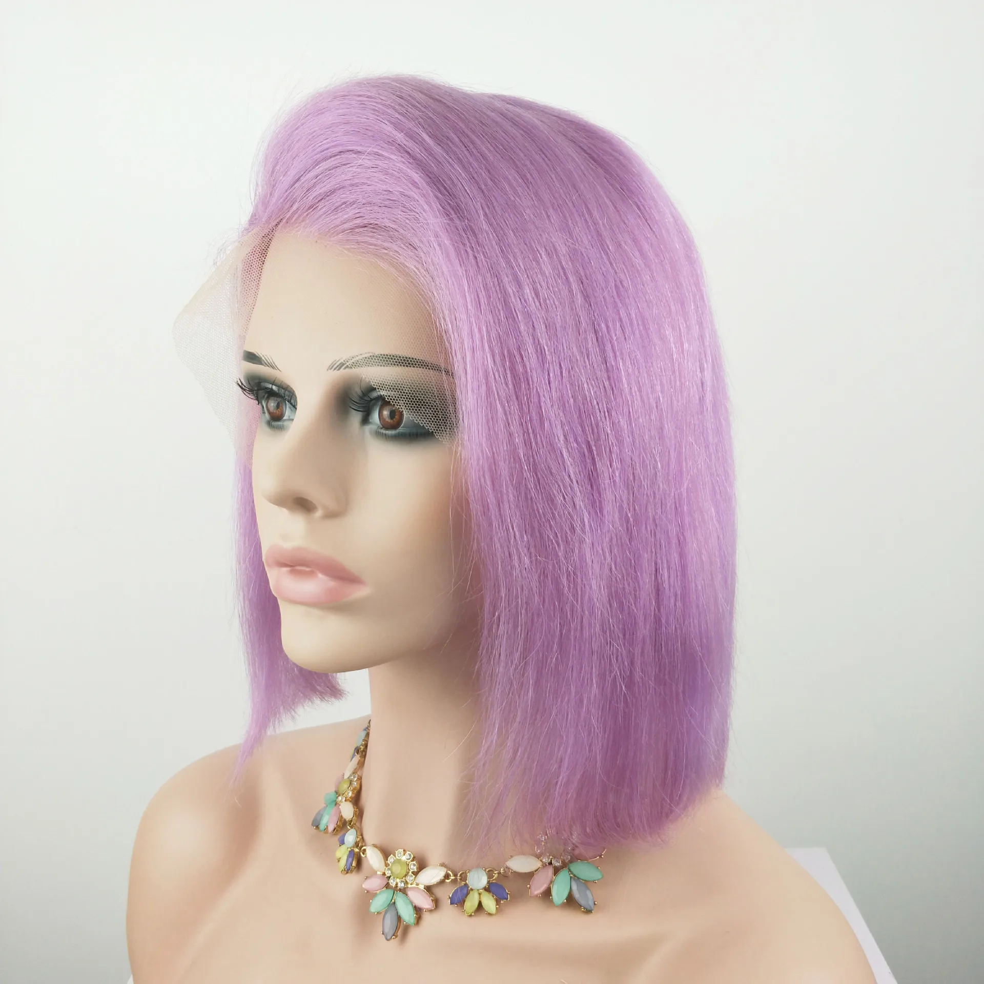 Короткий Боб 13*4 Кружева спереди человеческие волосы парики цветная боковая