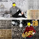 Фон из блестящей ткани для студийной фотосъемки на день рождения с изображением серебряных мозаичных светлых Пятен и звезд