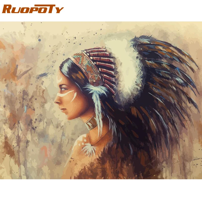 RUOPOTY рамка для влюбленных, рисунок DIY, картина по номерам, акриловая Картина на холсте, украшение для дома, уникальный подарок, современная настенная художественная картина