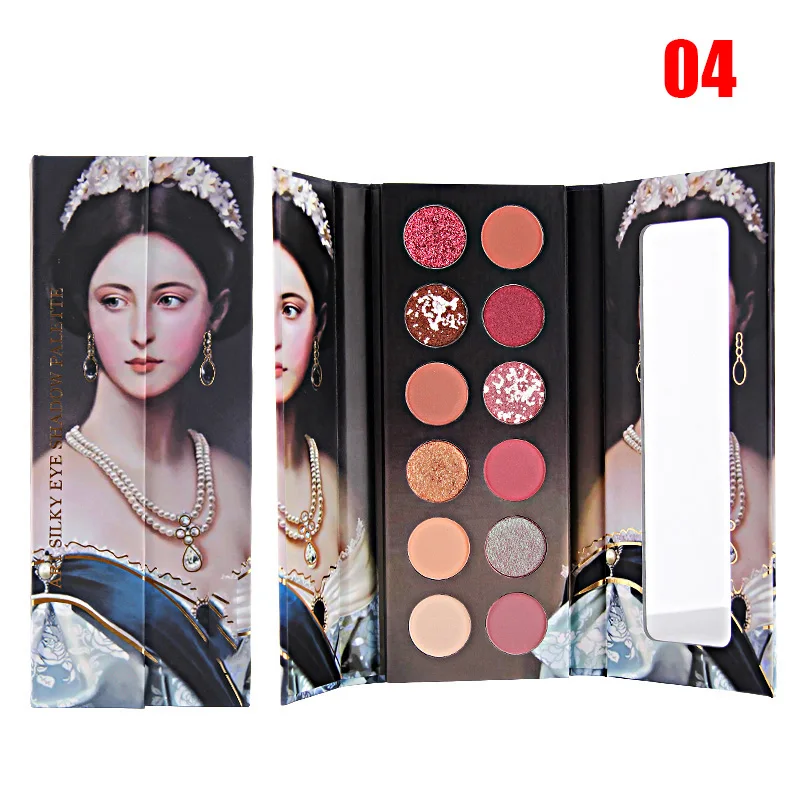 12 Color Eyeshadow Palette Waterproof Matte Glitter Oil Painting European Nobility Style Eye Shadow QRD88 |