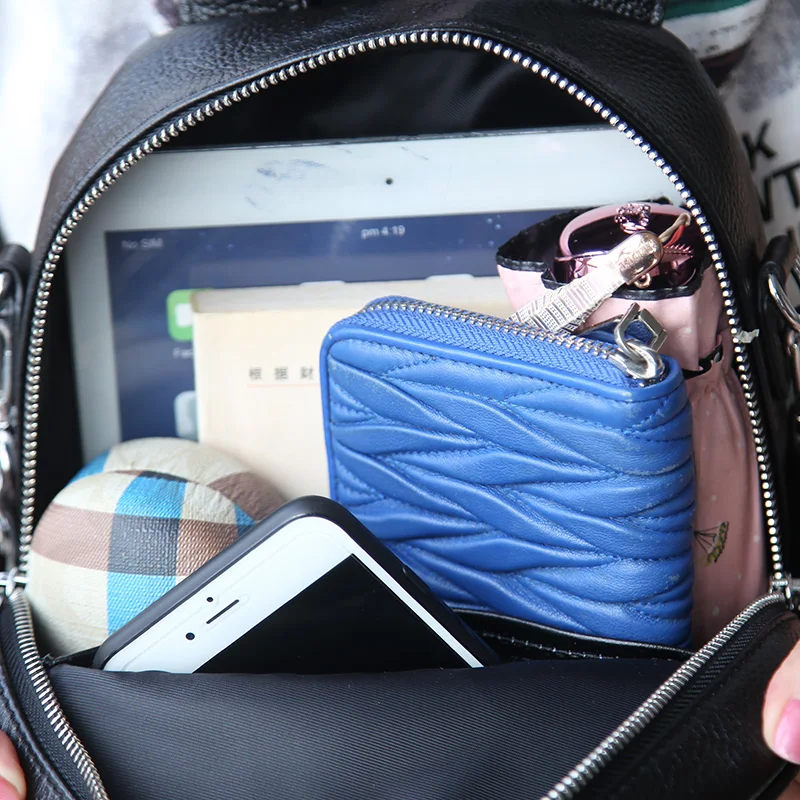 Модный женский рюкзак с серебряными вставками высококачественный Женский 100%