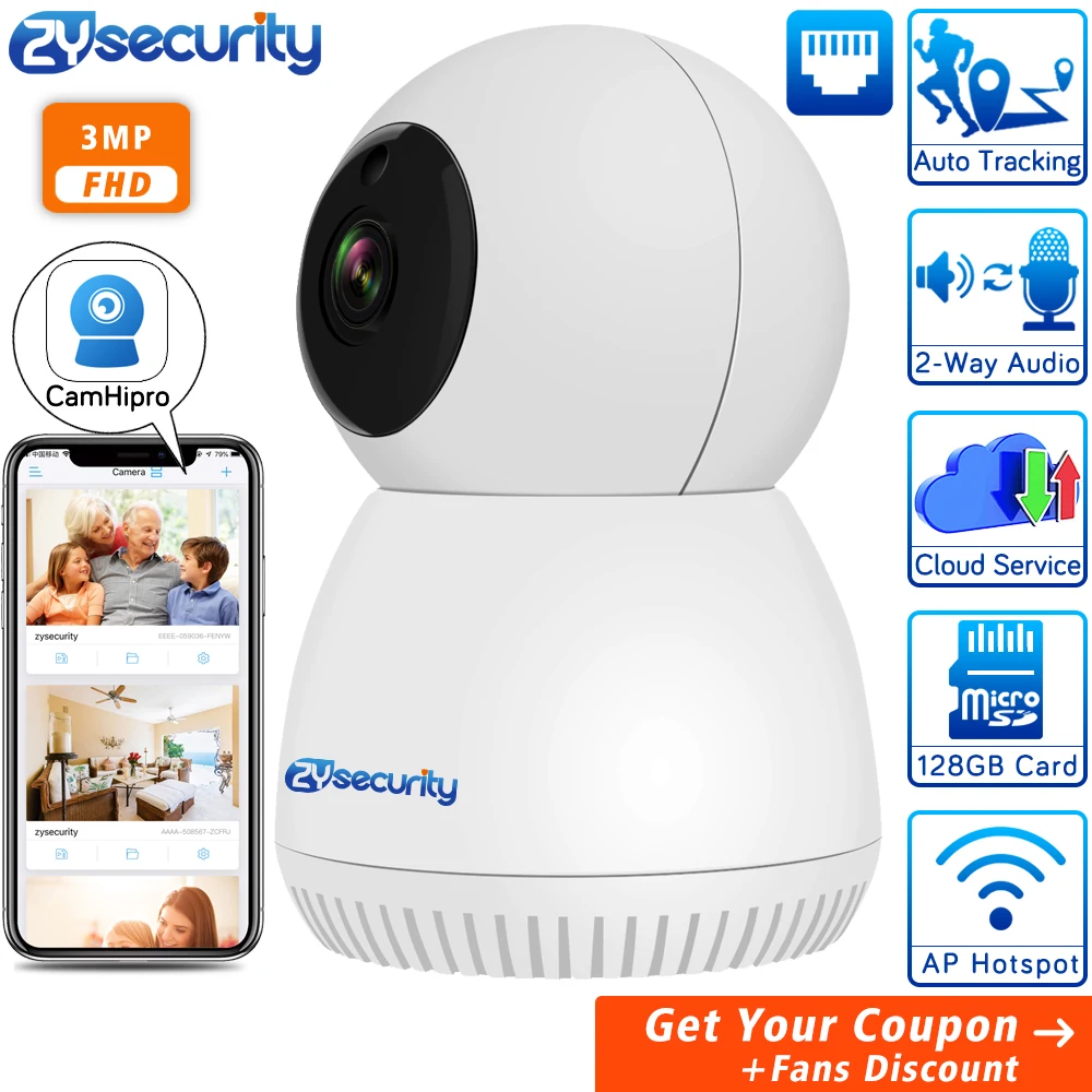 Камера видеонаблюдения беспроводная 1536P FHD IP Wi Fi ночное видение мини PTZ|Камеры