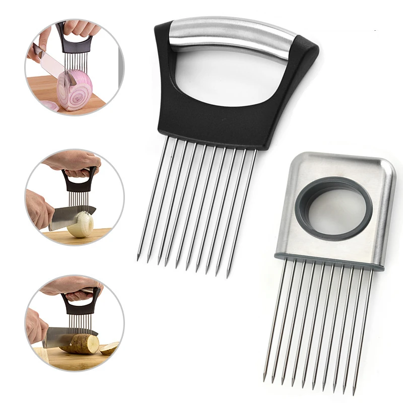 

Creative Onion Fork Slicer Stainless Steel Loose Meat Needle Tomato Potato Vegetables Fruit Cutter Safe Aid Tool Kitchen Gadgets