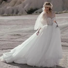 Женское свадебное платье с блестками, ТРАПЕЦИЕВИДНОЕ фатиновое платье с открытыми плечами, платье невесты, индивидуальный пошив, 2022