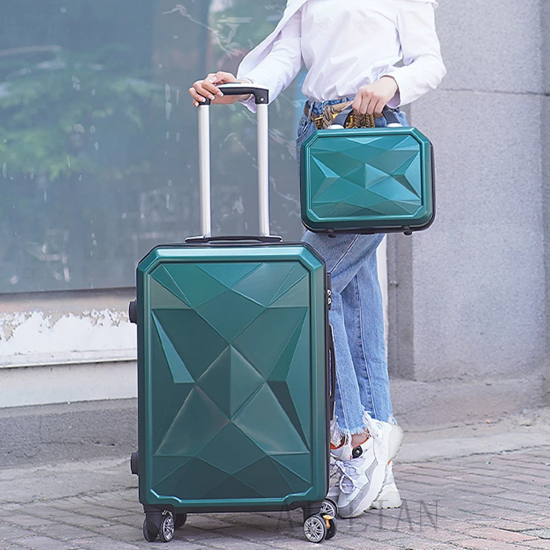 20‘’22/24/26/28 inch Rolling luggage set travel suitcase spinner wheels trolley luggage bag case Diamond Silver suitcase Women's