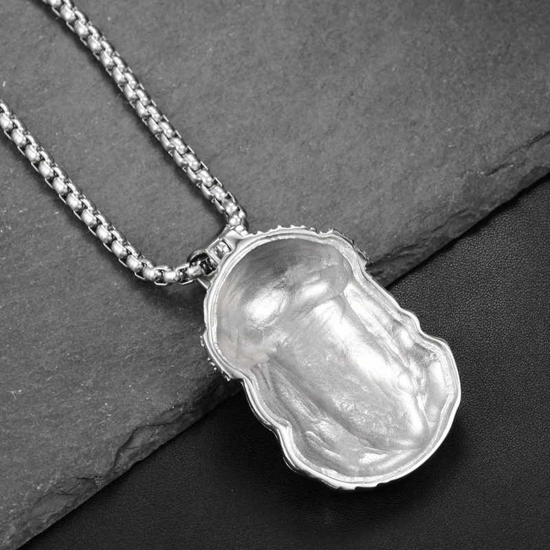 Классическая серебряная подвеска с изображением Иисуса из нержавеющей стали с блингом и стразами для женщин и мужчин в стиле хип-хопа 2021 года день рождения.