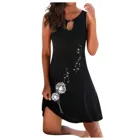 Женский винтажный сарафан с цветочным принтом, повседневное свободное пляжное мини-платье без рукавов с круглым вырезом, уличная одежда для лета