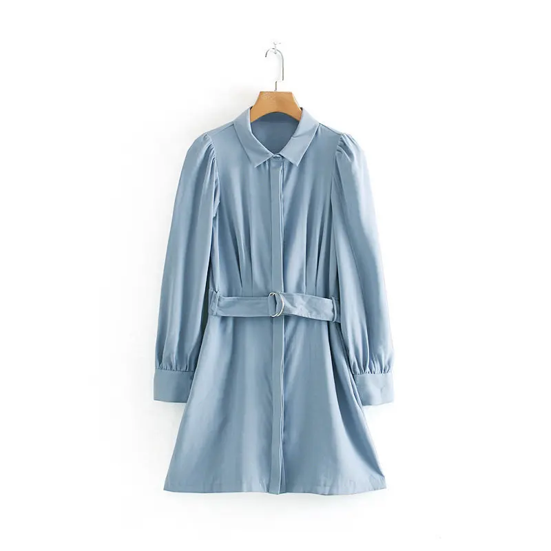 Новинка осени 2019 женское платье с длинными рукавами и поясом рубашка тип