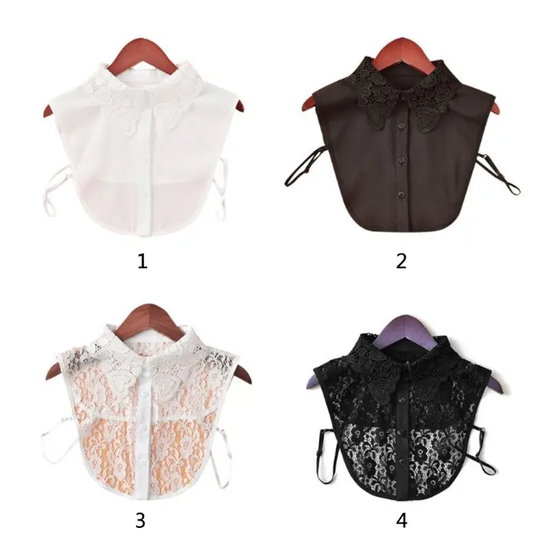 

Женская рубашка чистого цвета, хлопок, кружево, ложные воротники, съемный отворот, колье, ожерелье, рубашка, Поддельный Воротник, Регулируем...