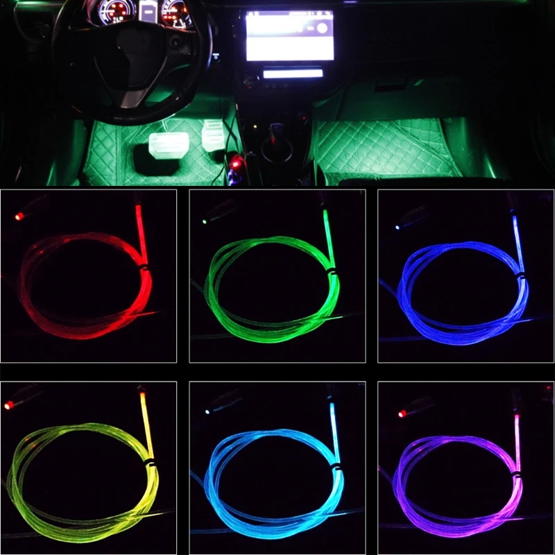 

RGB LED Strips Light APP Bluetooth Control for Car Interior Atmosphere Light Lamp DIY Music 8M Fiber Optic Band