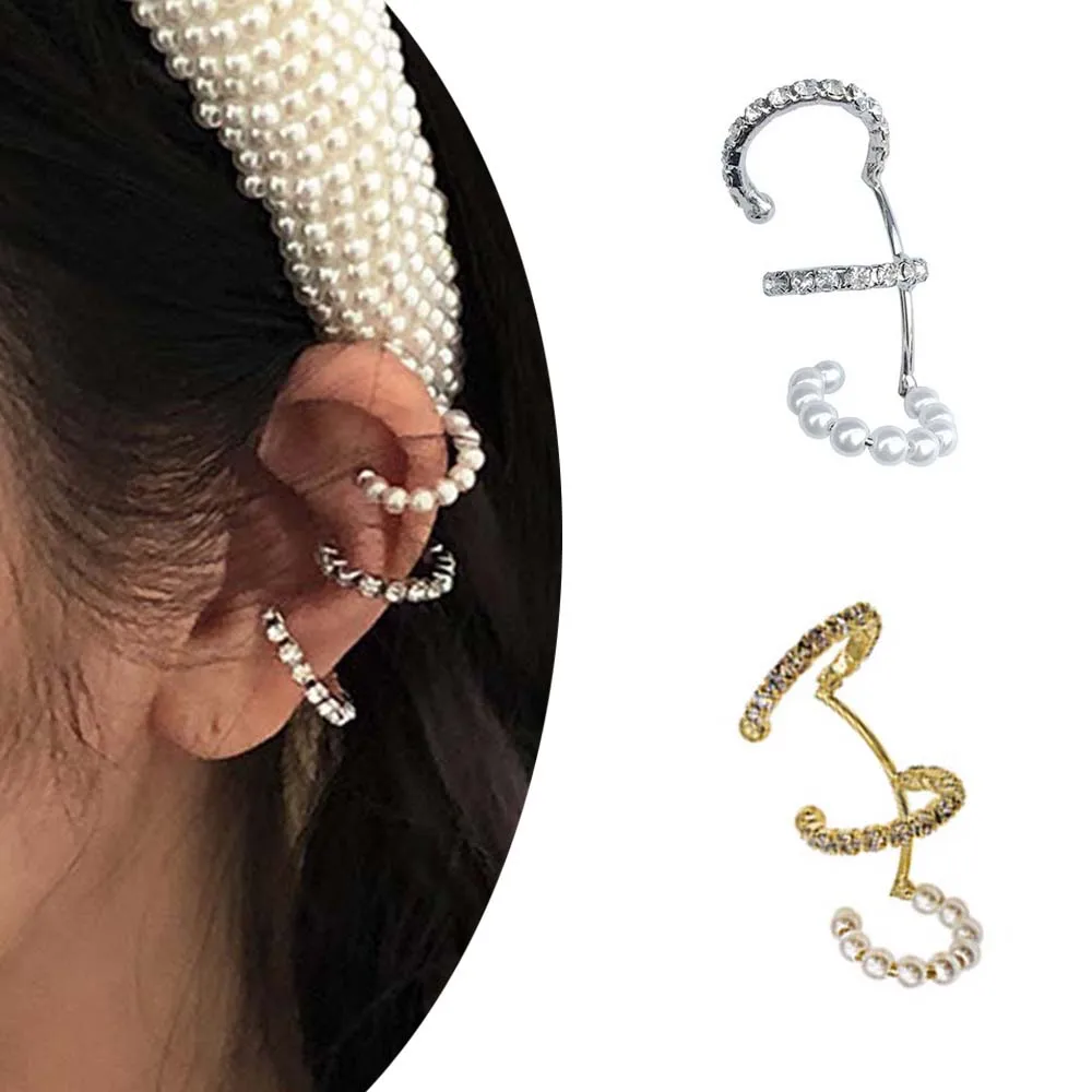 1 шт. модные блестящие стразы с жемчугом нерегулярные круглые серьги на клипсах