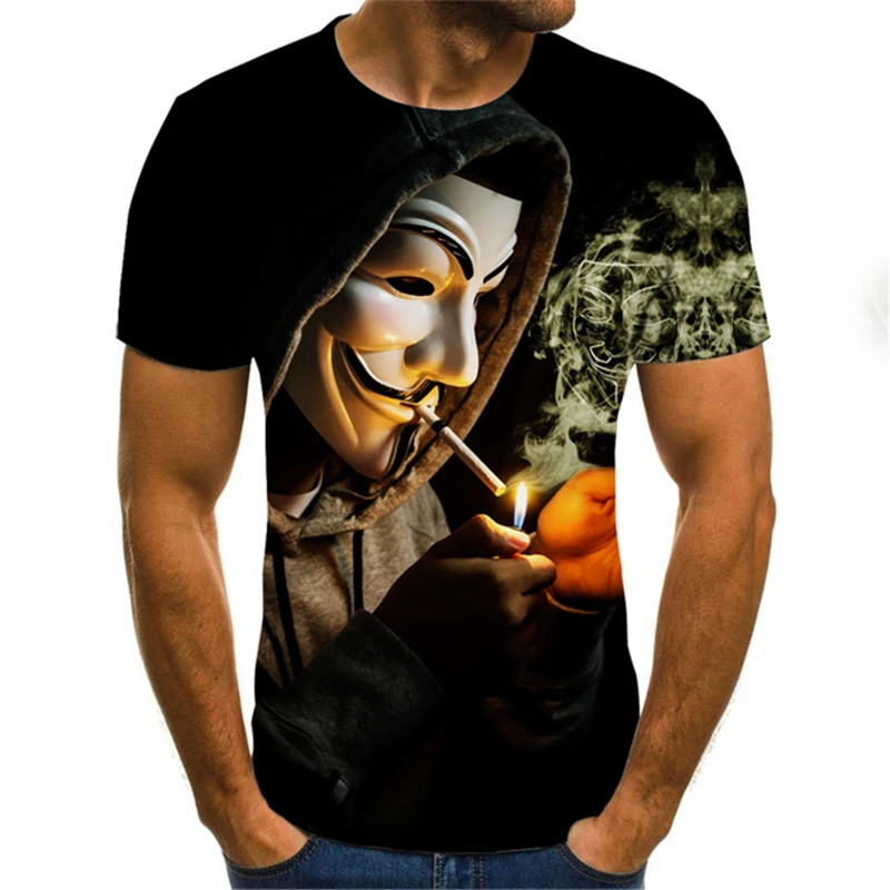 

2021 New Clown T-shirt Men's Clown Face Tops Funny Clown Shirt Round Neck Fashion Streetwear 3D Clown Short Sleeve Sleeve Style