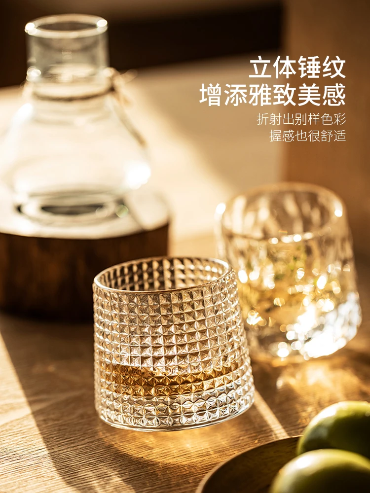 

Whiskey glass household cup tumbler beer glass hammered rotating glass mugs champagne glasses beer glass