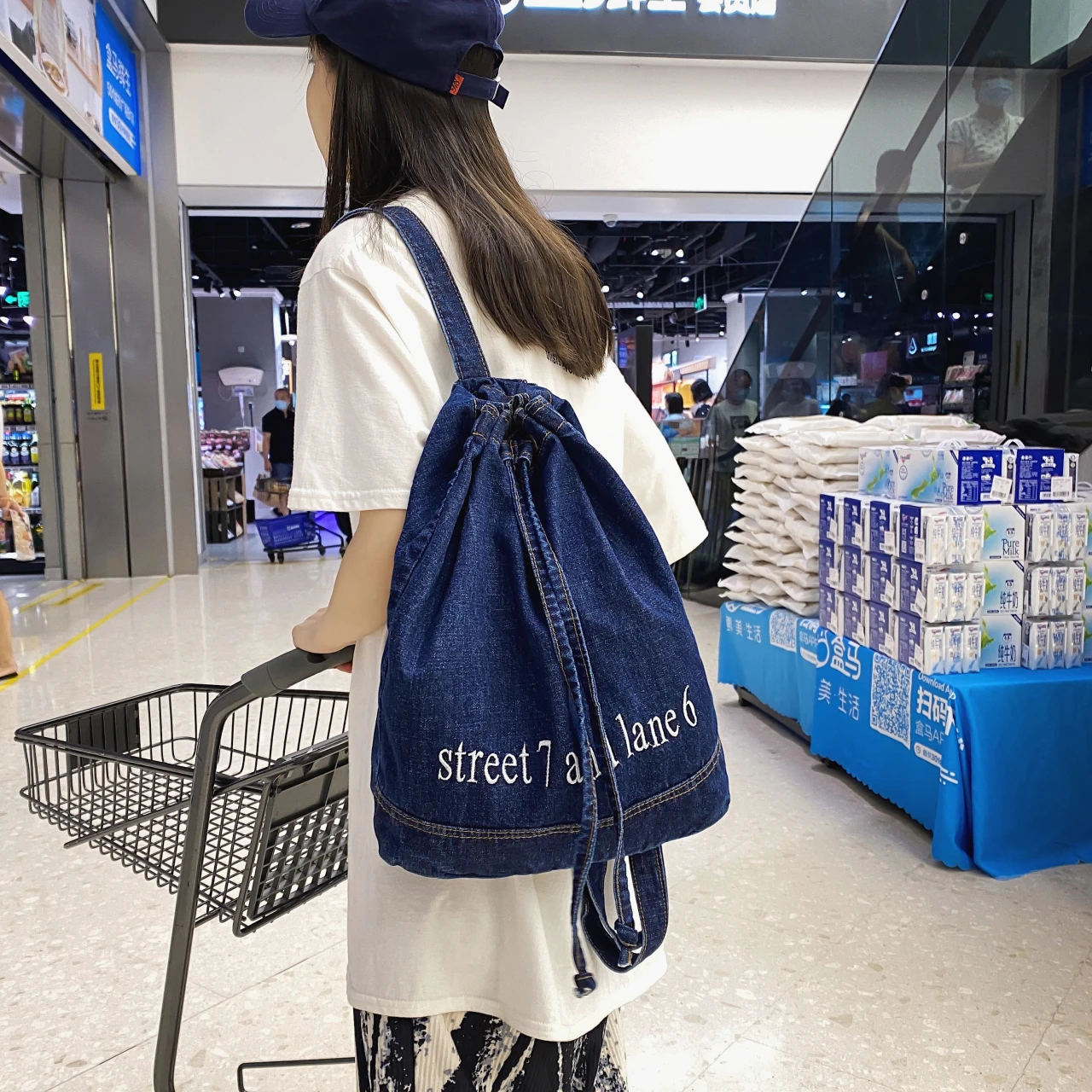 Denim Backpack Korean Fashion Girl College School Bag Casual New Simple Book Packbags for Teenage Travel Jeans Rucksack Women