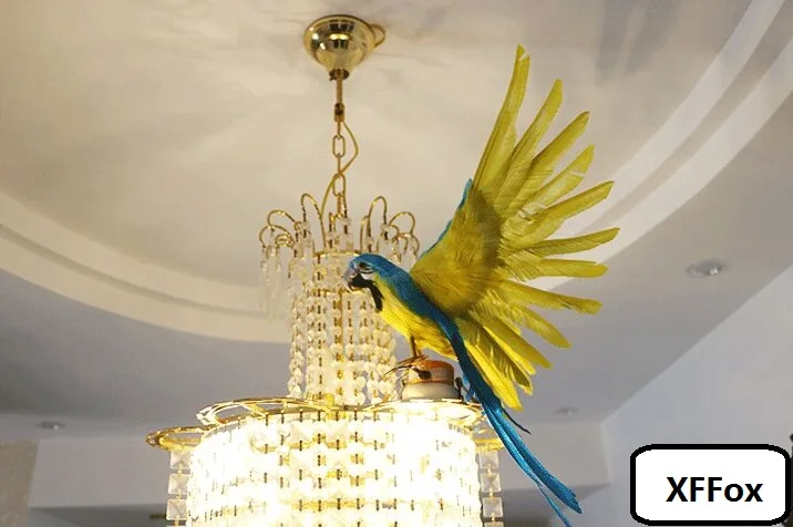 

Милый реалистичный попугай модель из пенопласта и пера синего и желтого попугая Птица Подарок около 30x50 см xf2529