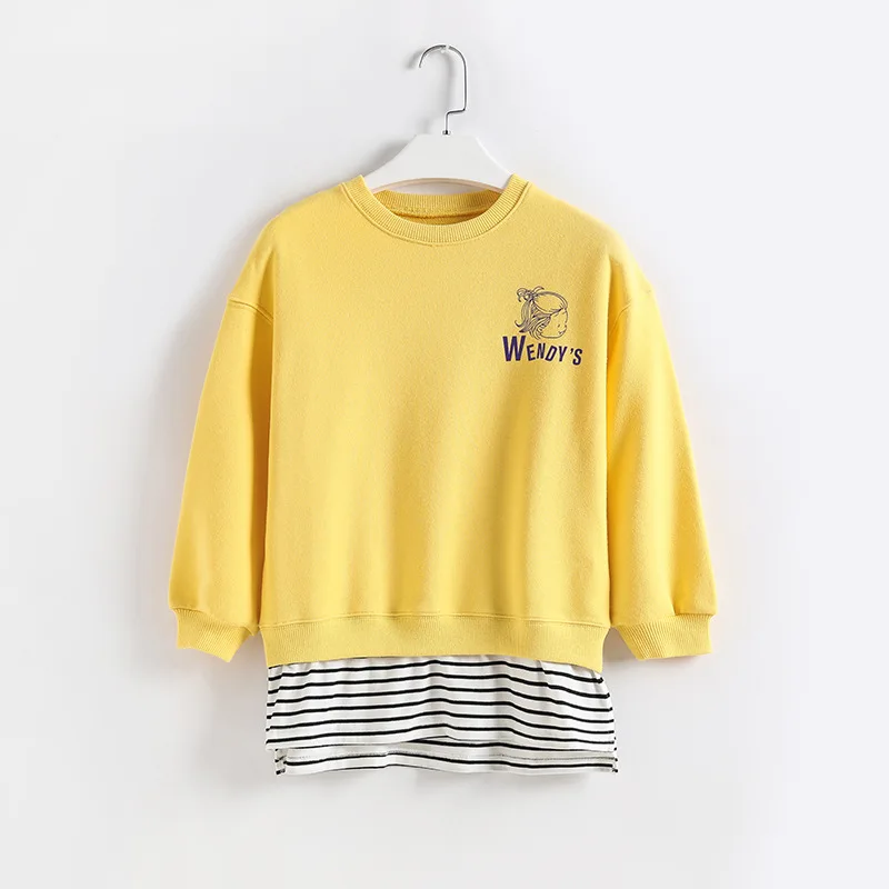 Костюмы для девочек комплекты детей Модные свитшоты в стиле пэчворк пуловеры