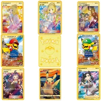 anime pokemon cards gold metal japanese cosplay mario super game collection transform pikachu cards toys children christmas gift