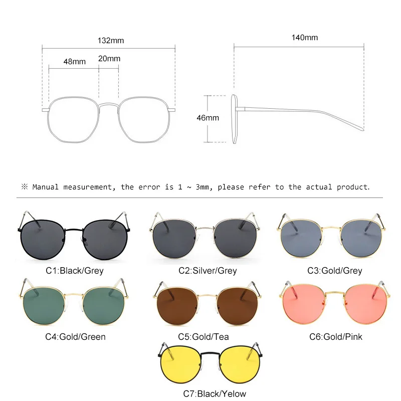 Очки солнцезащитные женские круглые в Овальной металлической оправе|Женские