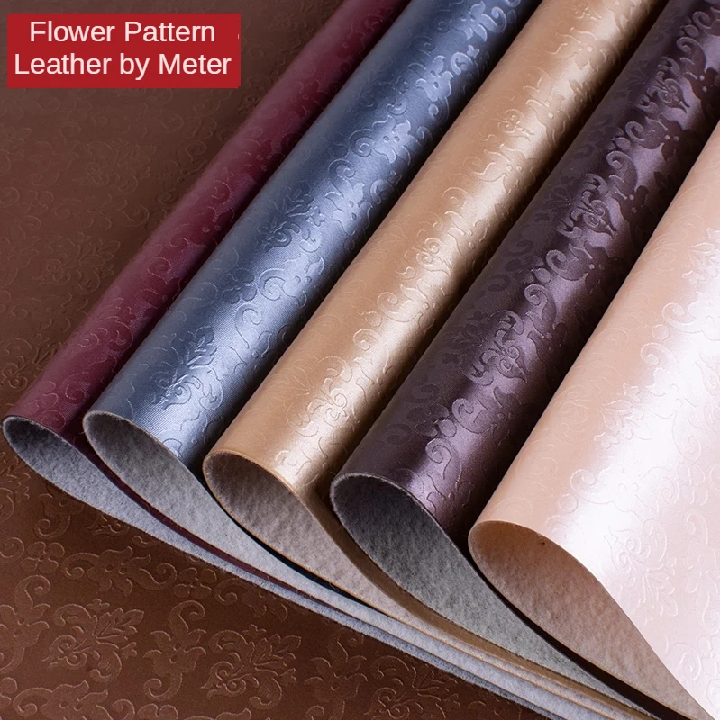 

Flower Pattern Faux Leather Fabric By The Meter Per for Furniture Sofa Decoration Background Wall Upholstery Car Sewing Soft Pu