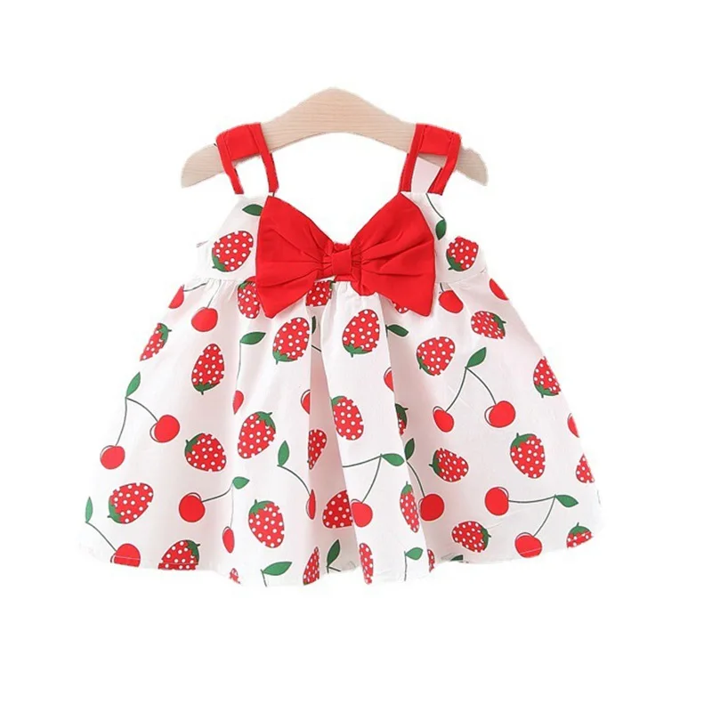 

Baywell Baby Clothes Infant Newborn Baby Girls Dress Casual Bowknot Hollow Strawberry Dress