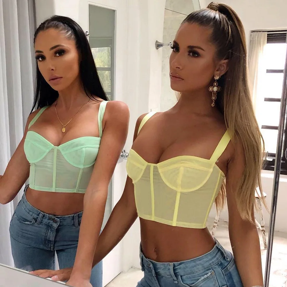 

Strap Top Camis Sleeveless Tank Tops Summer Sexy Vest Bra Crop Tops Club Party Female Clothes Women Bralette Corset T-Shirt