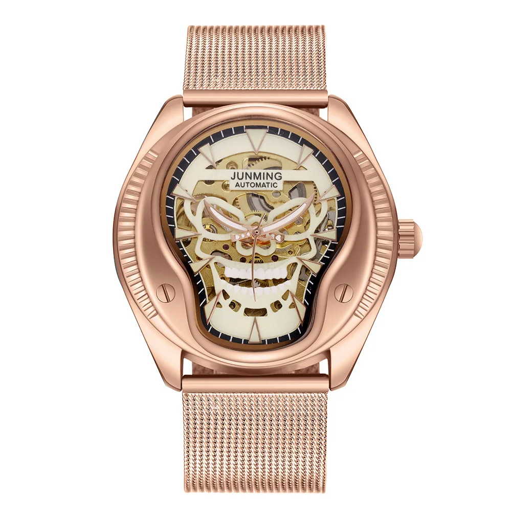 

European new hot-selling skull hollow automatic mechanical watch personality shock absorption leisure business celebrity watch