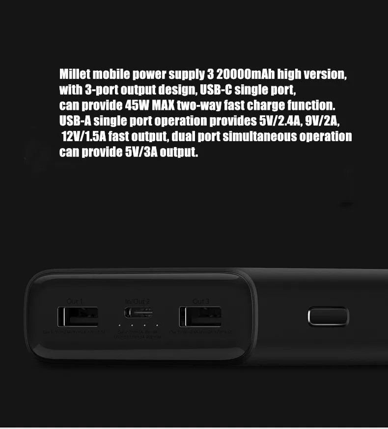 xiaomi mobile power 3 высокая версия 20000mAh power bank QC3.0 портативное зарядное устройство 2 батарея для usb-порта внешний mi power Bank