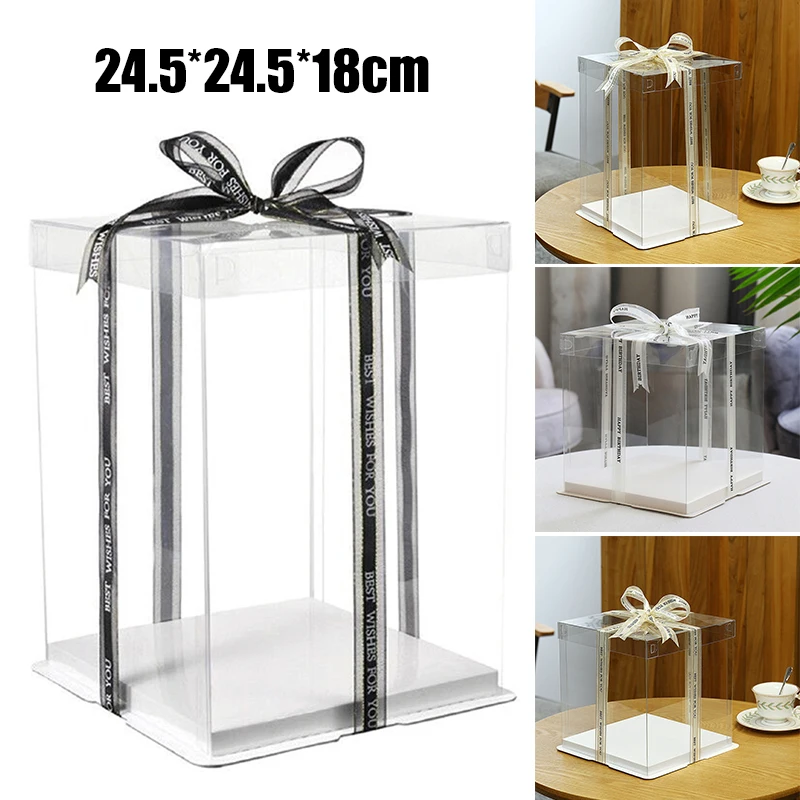 

8 Inch Single Layer White Transparent Plastic Cake Box For Baking Packaging F2