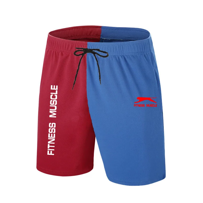 

New 2021 Men Running Shorts Fashion Patchwork Fitness Muscle Print Casual Shorts Summer Quick Dry Knee Length Fitness Shorts