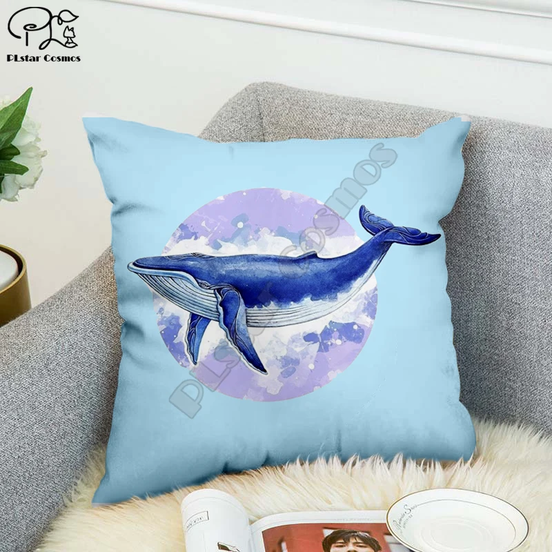 

Funny Blue dream Whale 3d printed Pillow Case Polyester Decorative Pillowcases Throw Pillow Cover