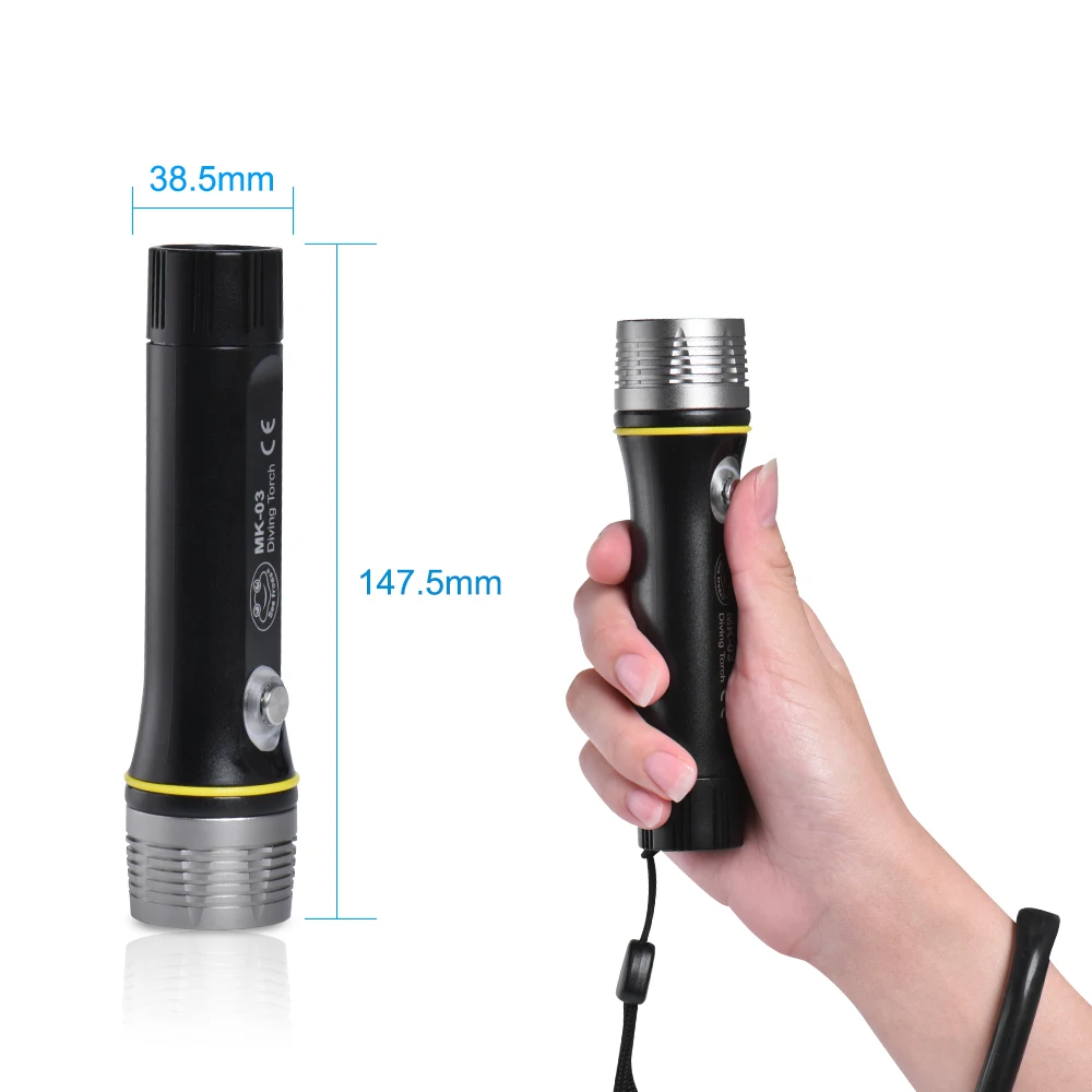 1000lums Профессиональный Дайвинг фонарик Портативный подводное погружение фонарь