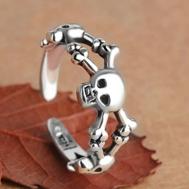 Женские регулируемые кольца из серебра 925 пробы с черепом | Украшения и