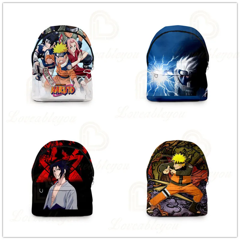 Повседневный Рюкзак с 3D рисунком Наруто Студенческая сумка цепочкой для ключей