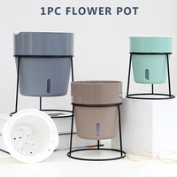 indoor decorative balcony garden vase home with iron stand self watering green planter office fleshy living room flowerpot set